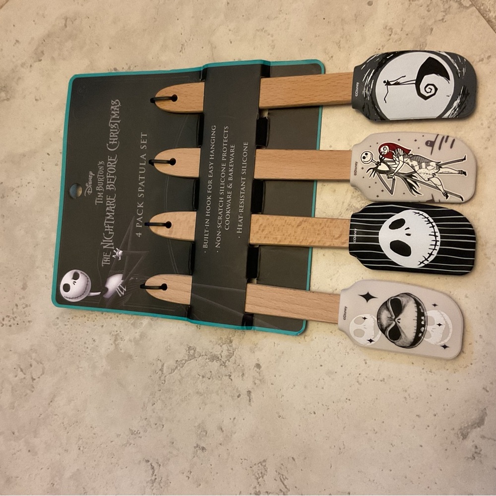 Nightmare Before Christmas, 4 Pk Wooden Handle Silicone Spatula Set, NWT